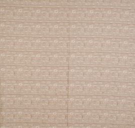 Bavlna směs žakár květy/pruhy hnědobéžová