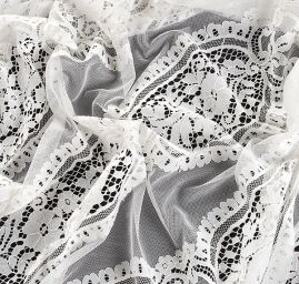 Krajka na mantilu květinový ornament slonová kost