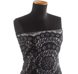 Krajka na mantilu květinový vzor černá