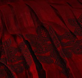 Taft kupón výšivka tvarovaný kraj vínově červená