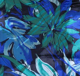 Hedvábný šifon květinový motiv modrozelený