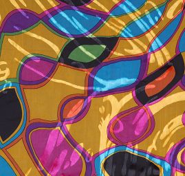 Hedvábný šifon abstraktní motiv žlutý