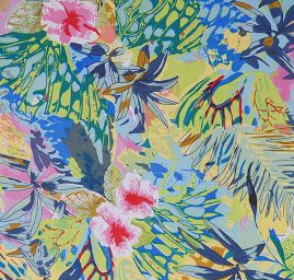 Šifon viskoza směs exotický motiv