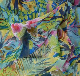 Šifon viskoza směs exotický motiv