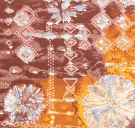 Šifon viskozový patchwork batika hnědá