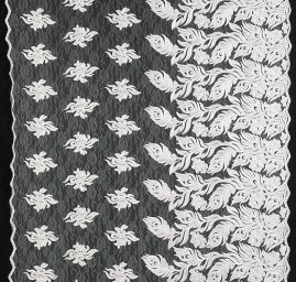 Krajka bordurová na tylu květy slonová kost