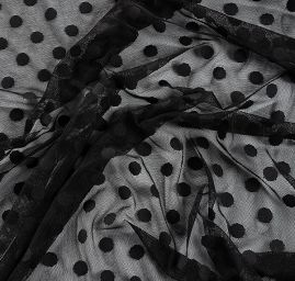 Pružný tyl puntík černý