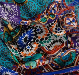 Šifon mozaikový vzor jemný kreš