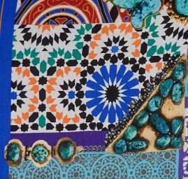 Šifon mozaikový vzor jemný kreš