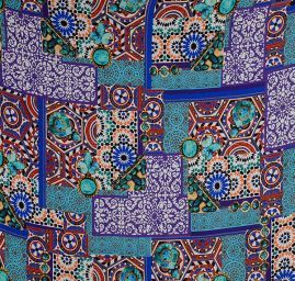 Šifon mozaikový vzor jemný kreš