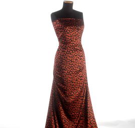 Hedvábný satén zvířecí vzor skořicový