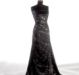 Hedvábný atlas kupón kapky vody černá bílá