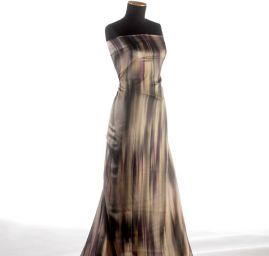 Hedvábný satén vzor malba fialovozelenozlatá