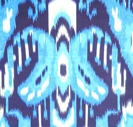 Hedvábný atlas matný abstraktní vzor zelenomodrý