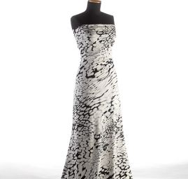 Úplet viskozová látka na šaty s abstaktním vzorem