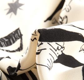 Hedvábný krepdešín avantgardí motiv