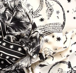 Hedvábný krepdešín avantgardí motiv