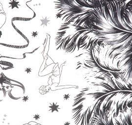 Hedvábný krepdešín avantgardí motiv