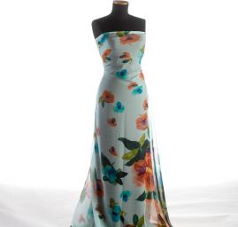 Hedvábný mušelín tisk květy