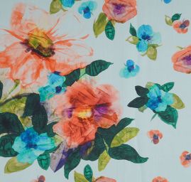 Hedvábný mušelín tisk květy