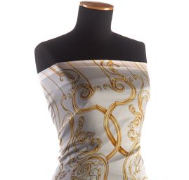 Hedvábný mušelín barokní ornament ve stylu Versace