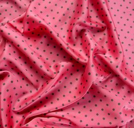 Šatová látka mikado růžová/černá