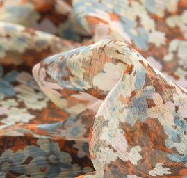 Šifon kreš hedvábný drobné květy