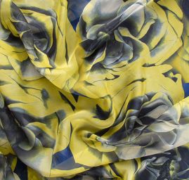 Hedvábí ponge květy žluté