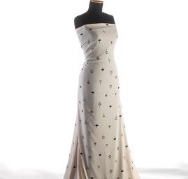 Žoržetová látka pastel béžová květy