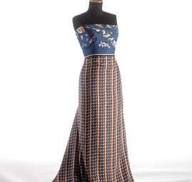 Šatová látka imitace hedvábí modrohnědá II.jakost