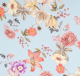 Šifon pružný tisk květinový vzor v pastelových barvách