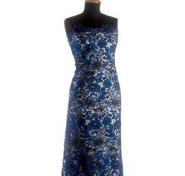 Krajka hrubá makramé plastický vzor modročerná