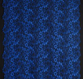 Krajka hrubá makramé plastický vzor modročerná