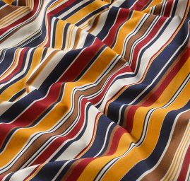 Bavlněná látka proužky modrá červená béžová