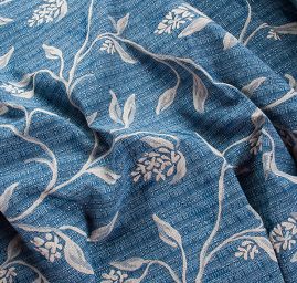 Dekorační látka Buret Plain Flower jeans