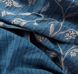 Dekorační látka Buret Plain Flower jeans