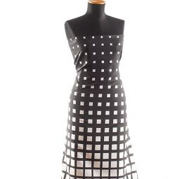 Žoržet šatový oboustranně pružný tisk kostky