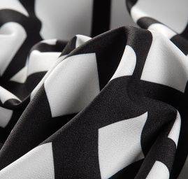 Žoržet šatový oboustranně pružný tisk kostky