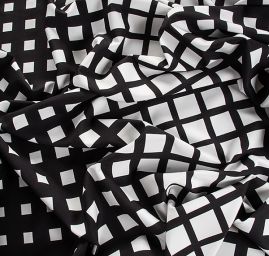 Žoržet šatový oboustranně pružný tisk kostky