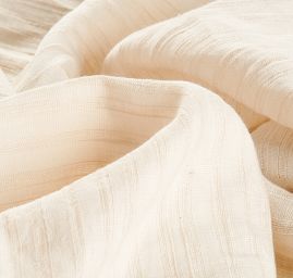 Lněný žakár proužky slonová kost