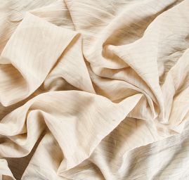 Lněný žakár proužky slonová kost