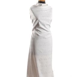 Žakárová látka bavlna směs motiv květů a ornamentu bílá