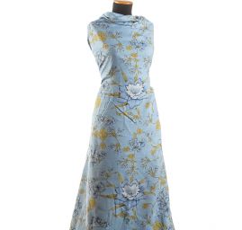 Lněná látka tisk motiv velkých květů