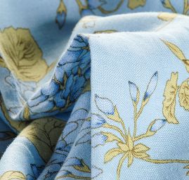 Lněná látka tisk motiv velkých květů