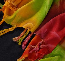 Batika kupón zelená/červená/oranžová