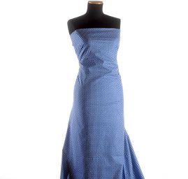 Bavlněná látka puntíky bílá/tm.modrá