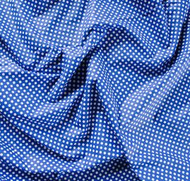 Bavlněná látka puntíky bílá/tm.modrá
