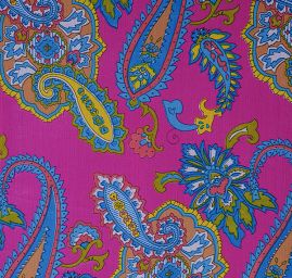 Plisovaný šifon kašmírový vzor růžová