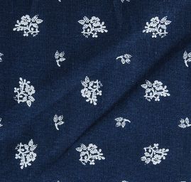 Bavlněná látka modrotisk drobný květinový vzor