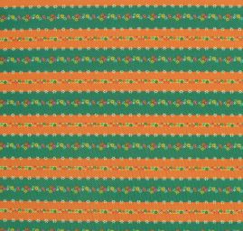 Pletenina jemná proužky a květy zelená oranžová